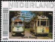 personalised stamp of The Netherlands with trains, trams, stations etc